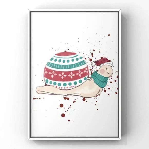Christmas Animal Wall Art Winter Holiday Turtle in sweater home decor art Print - Picture 2 of 4
